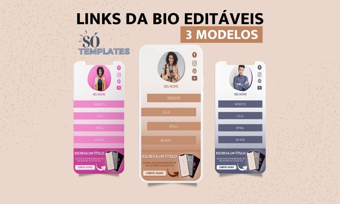 3 TEMPLATES DE LINK DA BIO